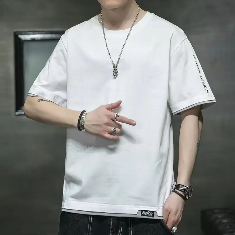 Men Grey Graphic Print T-Shirt Short Sleeve Pure Cotton 2024 - Image 18