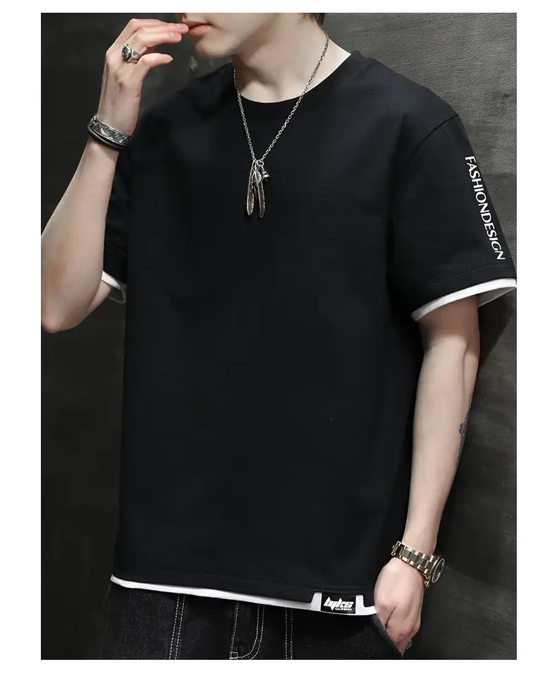 Men Grey Graphic Print T-Shirt Short Sleeve Pure Cotton 2024 — feature 11