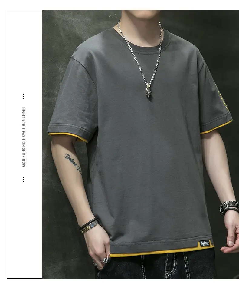 Men Grey Graphic Print T-Shirt Short Sleeve Pure Cotton 2024 — feature 13