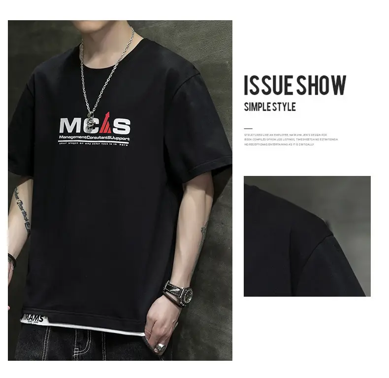 Men Grey Graphic Print T-Shirt Short Sleeve Pure Cotton 2024 — feature 14