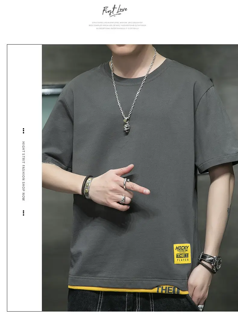 Men Grey Graphic Print T-Shirt Short Sleeve Pure Cotton 2024 — feature 24