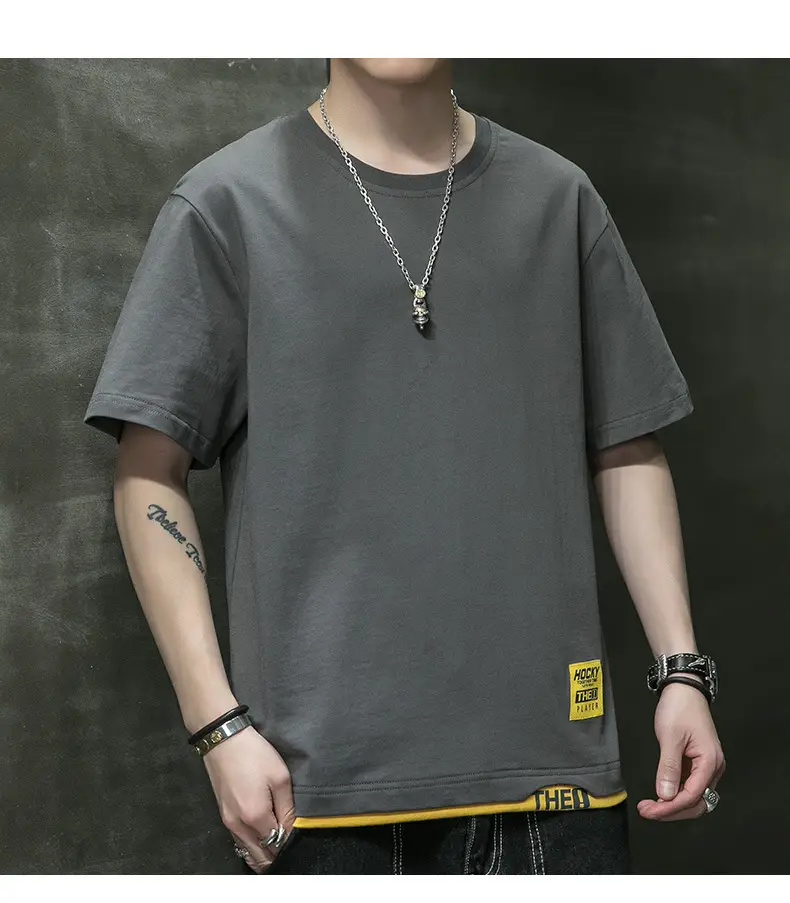 Men Grey Graphic Print T-Shirt Short Sleeve Pure Cotton 2024 — feature 25