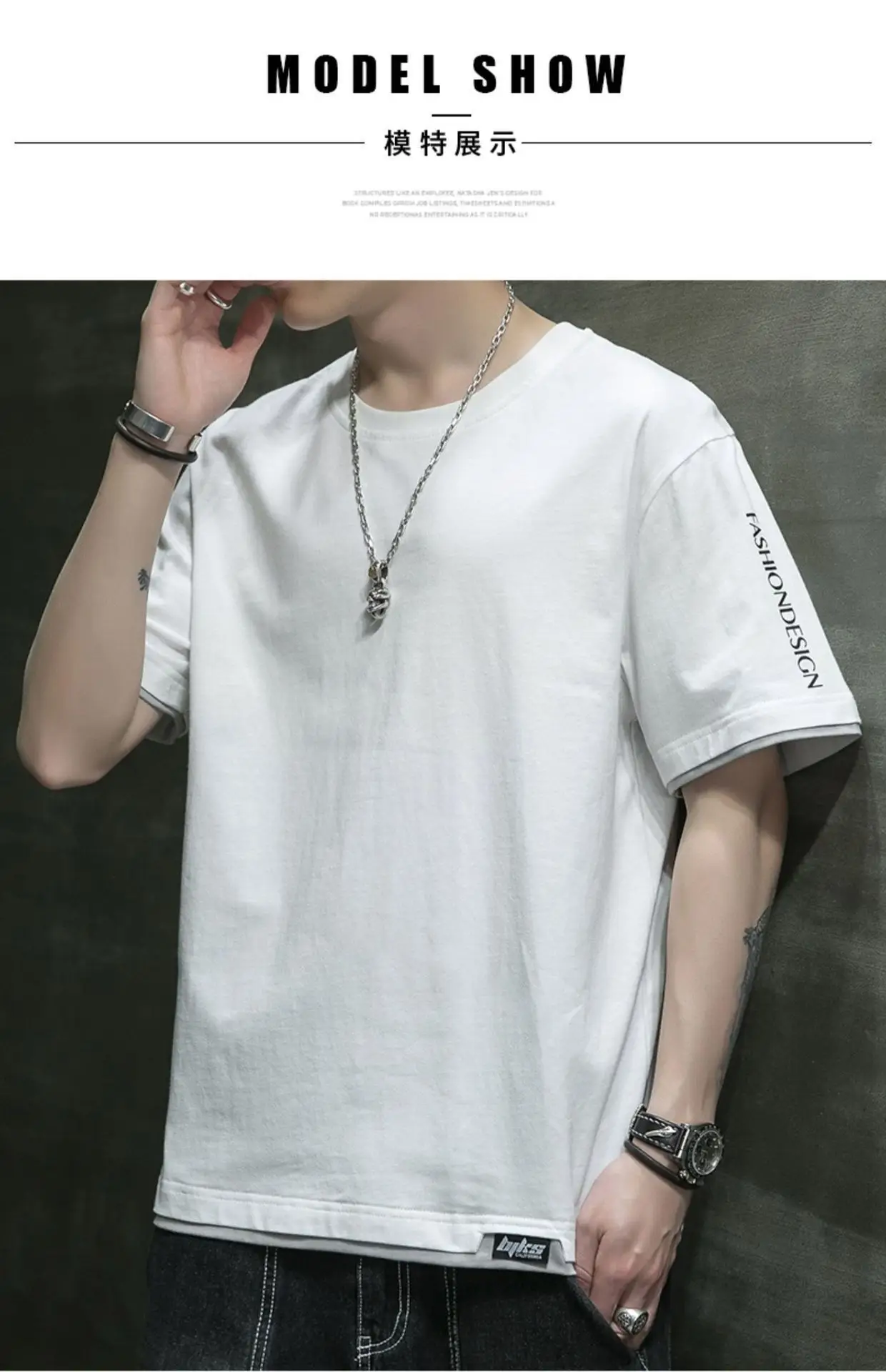 Men Grey Graphic Print T-Shirt Short Sleeve Pure Cotton 2024 — feature 8