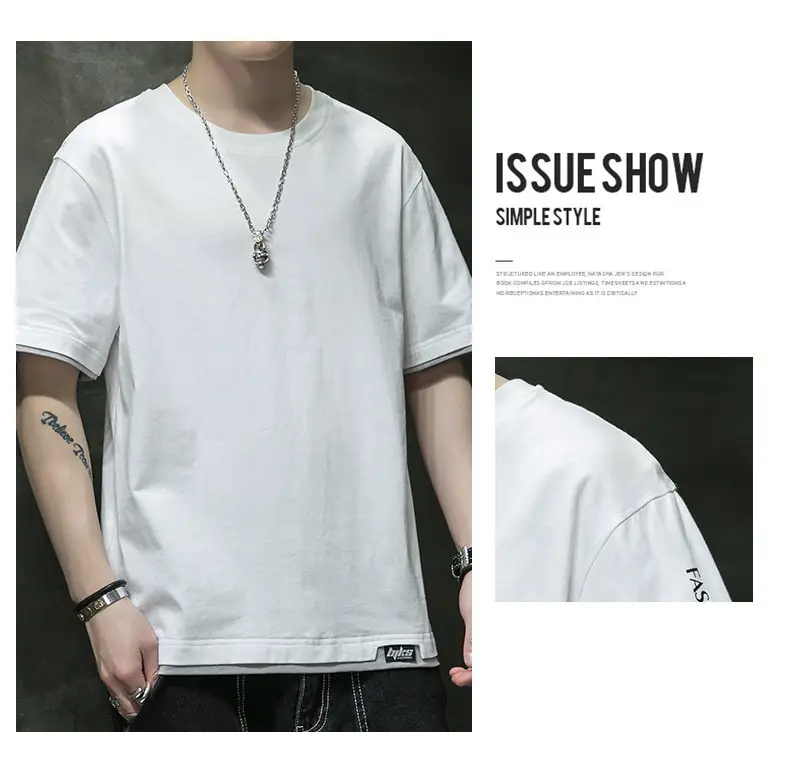 Men Grey Graphic Print T-Shirt Short Sleeve Pure Cotton 2024 — feature 9