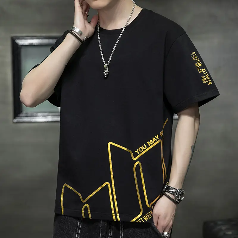 Men Grey Graphic Print T-Shirt Short Sleeve Pure Cotton 2024 - Image 16