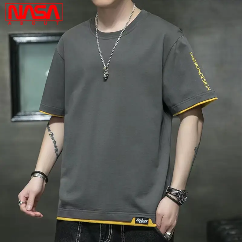 Men Grey Graphic Print T-Shirt Short Sleeve Pure Cotton 2024 - Image 3