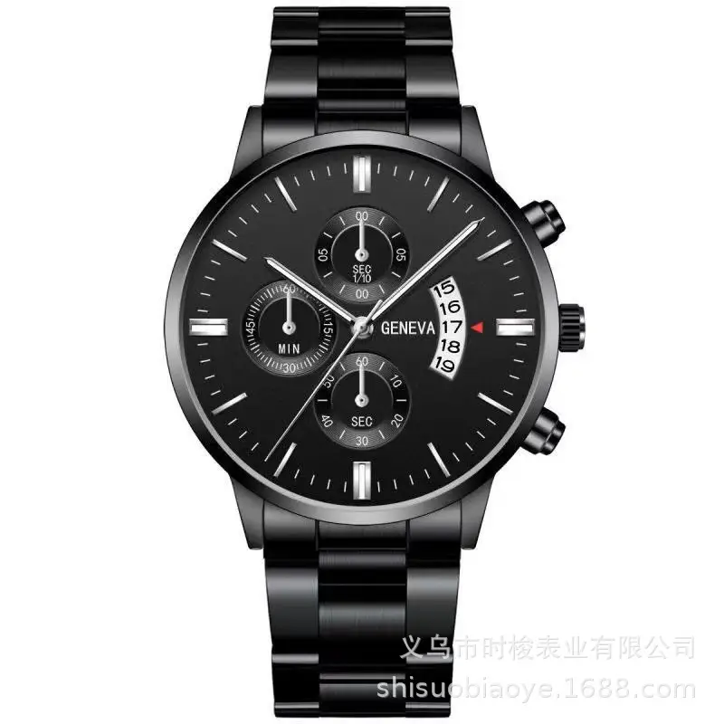 Factory direct calendar steel band watch men's large dial quartz watch cross-border men's watch foreign trade men's watch wholesale