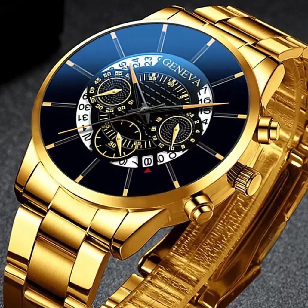 Factory direct calendar steel band watch men's large dial quartz watch cross-border men's watch foreign trade men's watch wholesale — feature 1