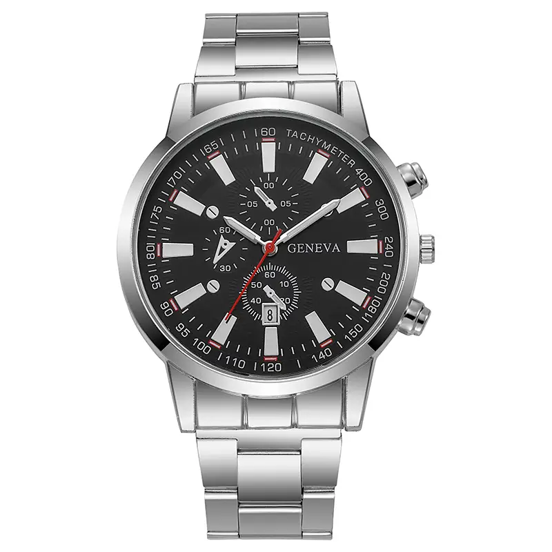 Factory direct calendar steel band watch men's large dial quartz watch cross-border men's watch foreign trade men's watch wholesale — feature 24