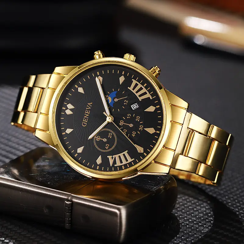 Factory direct calendar steel band watch men's large dial quartz watch cross-border men's watch foreign trade men's watch wholesale — feature 4
