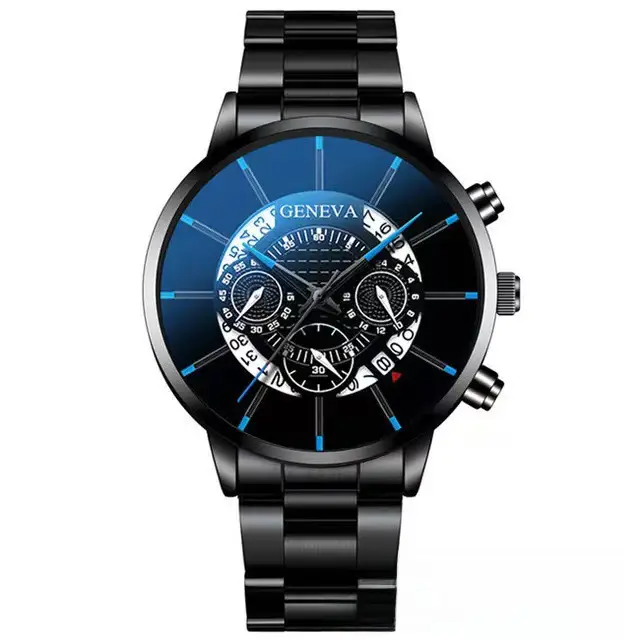 Factory direct calendar steel band watch men's large dial quartz watch cross-border men's watch foreign trade men's watch wholesale