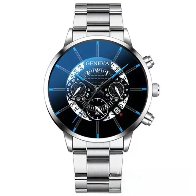 Factory direct calendar steel band watch men's large dial quartz watch cross-border men's watch foreign trade men's watch wholesale