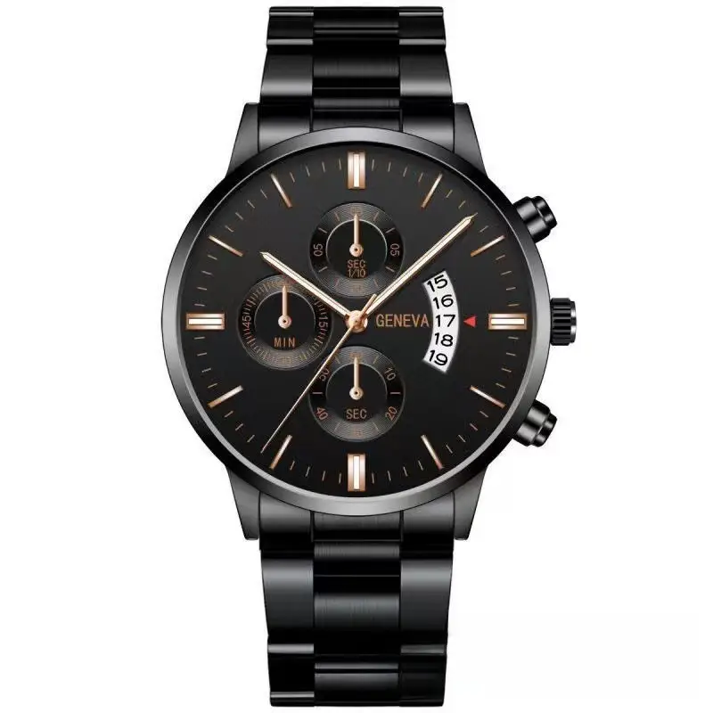 Factory direct calendar steel band watch men's large dial quartz watch cross-border men's watch foreign trade men's watch wholesale