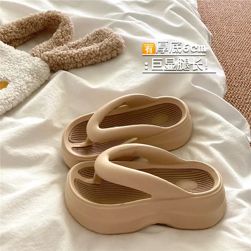 Thick Bottom Height Increasing Internet Popular Instagram Style Flip-Flops Women's Summer EVA Soft Bottom All-Match Outfit Beach Sandals and Slippers for Holiday — feature 7