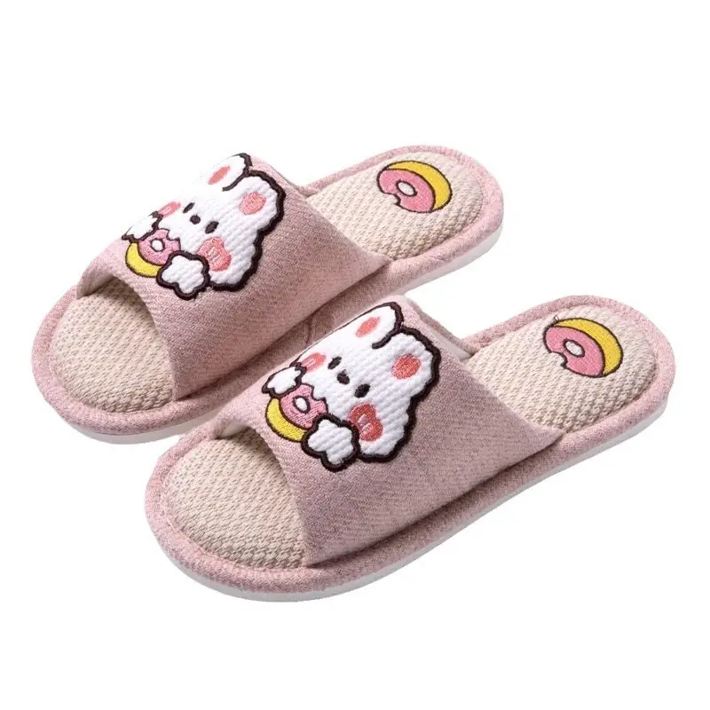 Japanese-style Linen Slippers Women's Home Indoor Spring and Autumn Household Guests Couple Four Seasons Hospitality Non-slip Cotton Linen Cloth Slippers