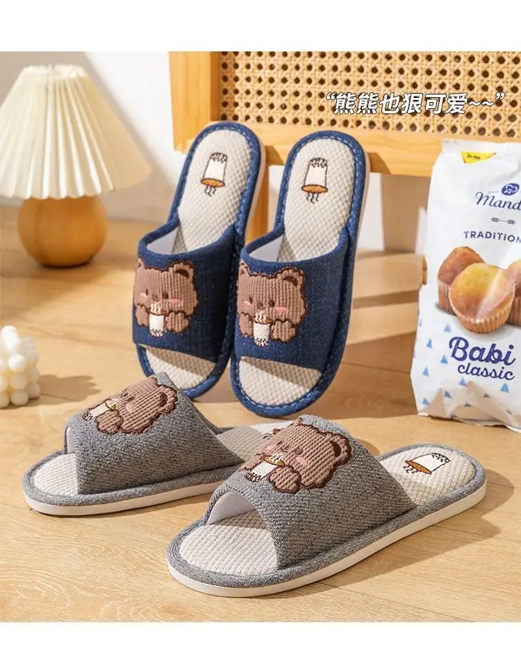 Japanese-style Linen Slippers Women's Home Indoor Spring and Autumn Household Guests Couple Four Seasons Hospitality Non-slip Cotton Linen Cloth Slippers — feature 12