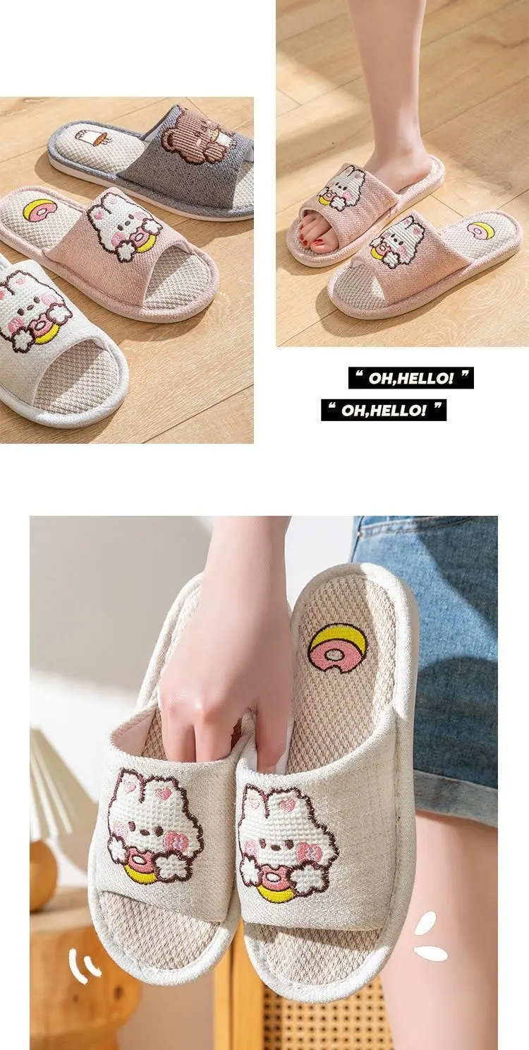 Japanese-style Linen Slippers Women's Home Indoor Spring and Autumn Household Guests Couple Four Seasons Hospitality Non-slip Cotton Linen Cloth Slippers — feature 13