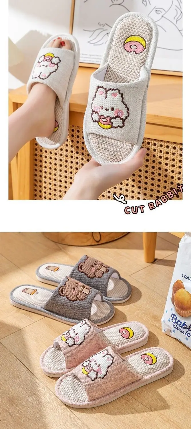 Japanese-style Linen Slippers Women's Home Indoor Spring and Autumn Household Guests Couple Four Seasons Hospitality Non-slip Cotton Linen Cloth Slippers — feature 15