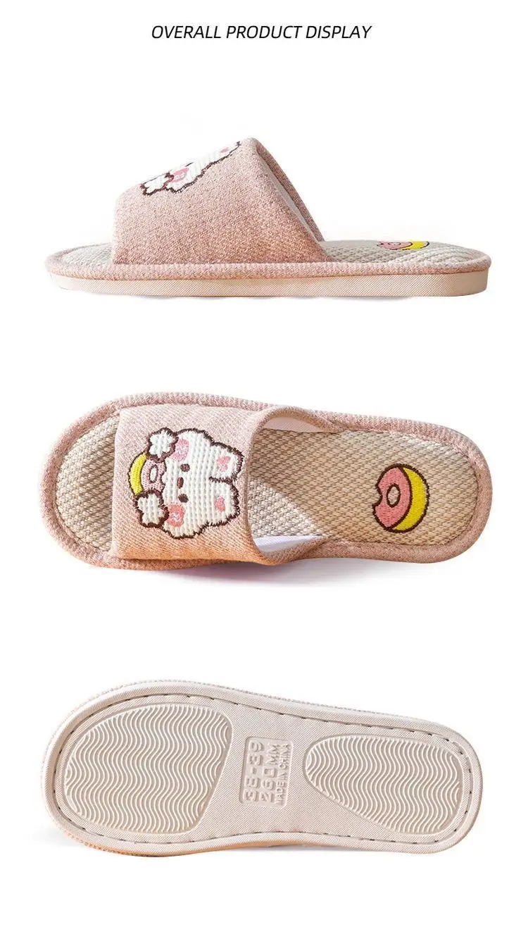Japanese-style Linen Slippers Women's Home Indoor Spring and Autumn Household Guests Couple Four Seasons Hospitality Non-slip Cotton Linen Cloth Slippers — feature 21