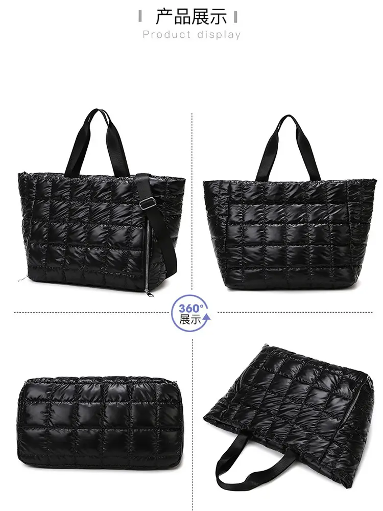 White Quilted Shoulder Travel Bag for Women - Image 9