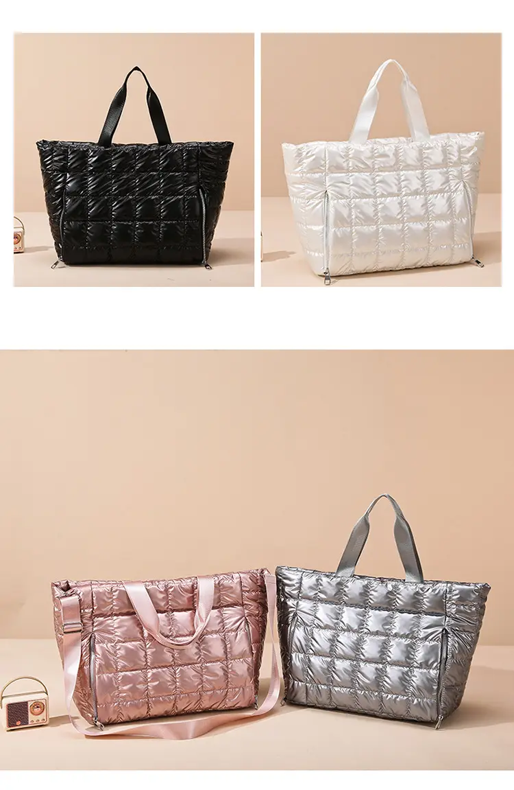 White Quilted Shoulder Travel Bag for Women — feature 18