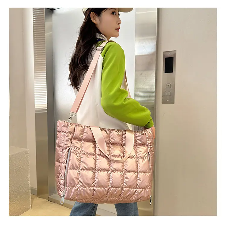 White Quilted Shoulder Travel Bag for Women — feature 21