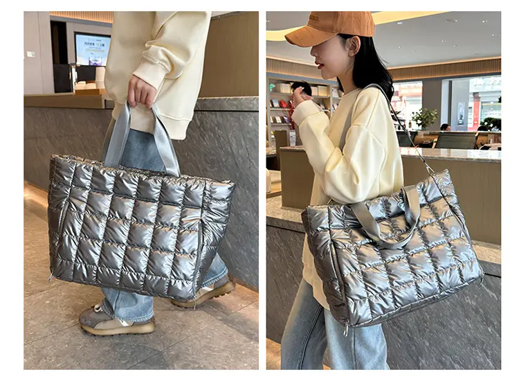 White Quilted Shoulder Travel Bag for Women — feature 28