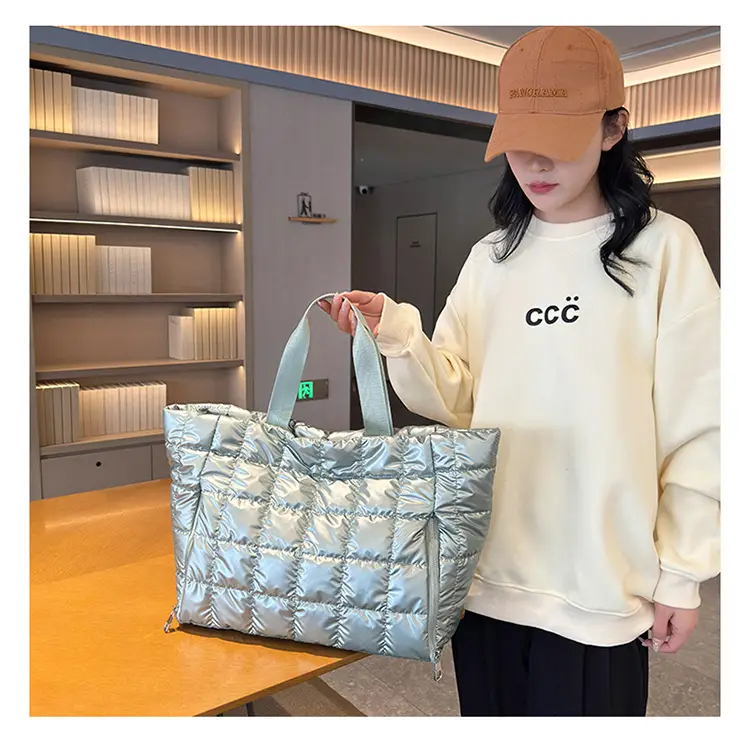White Quilted Shoulder Travel Bag for Women — feature 33