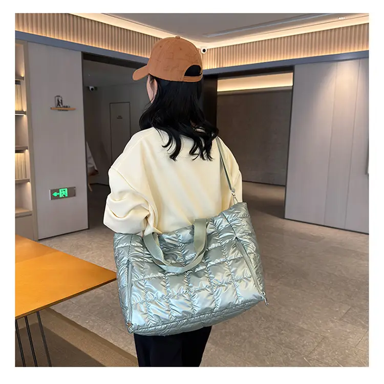 White Quilted Shoulder Travel Bag for Women — feature 35