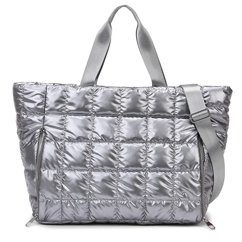 White Quilted Shoulder Travel Bag for Women - Image 6