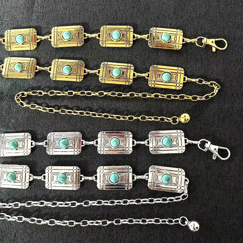 Vintage Square Sapphire Waist Chain Belt for Women - Image 5