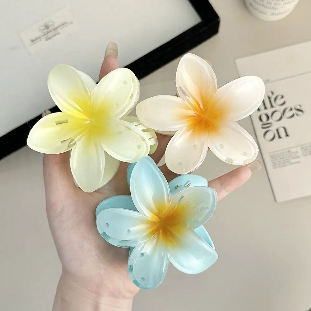 Plumeria Hair Clips for Women Ruffled Edges