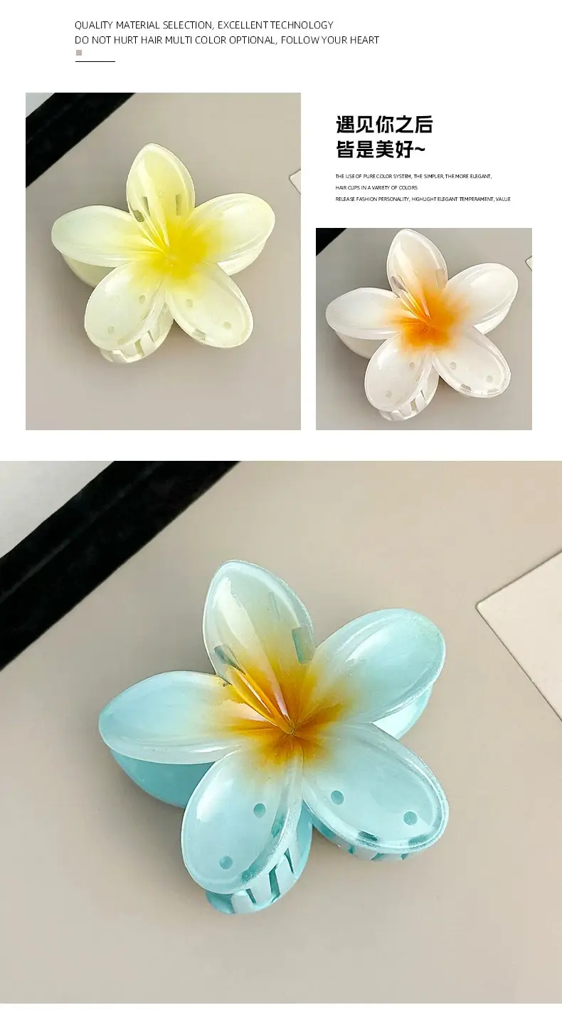 Plumeria Hair Clips for Women Ruffled Edges — feature 18