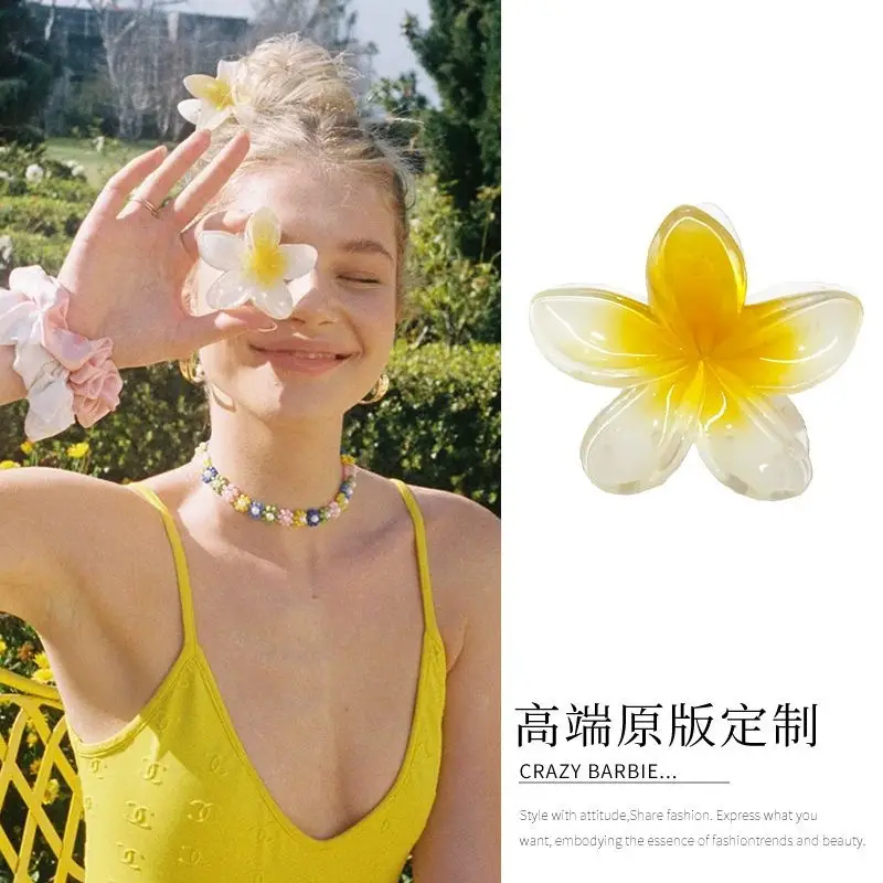 Plumeria Hair Clips for Women Ruffled Edges — feature 5