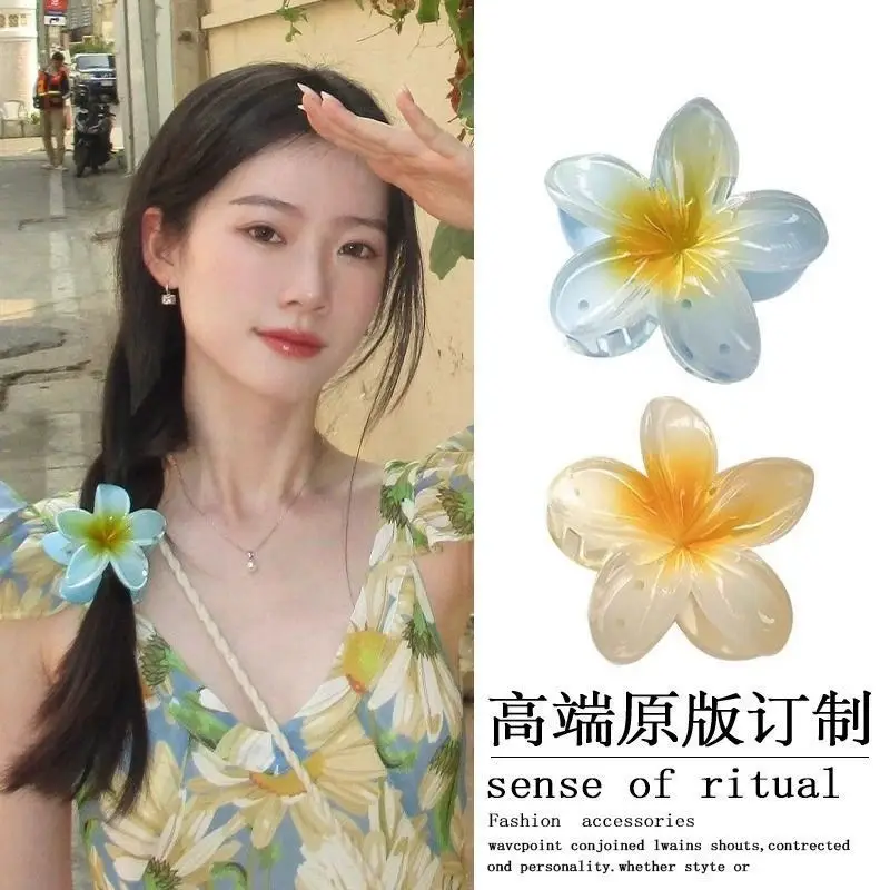 Plumeria Hair Clips for Women Ruffled Edges — feature 6