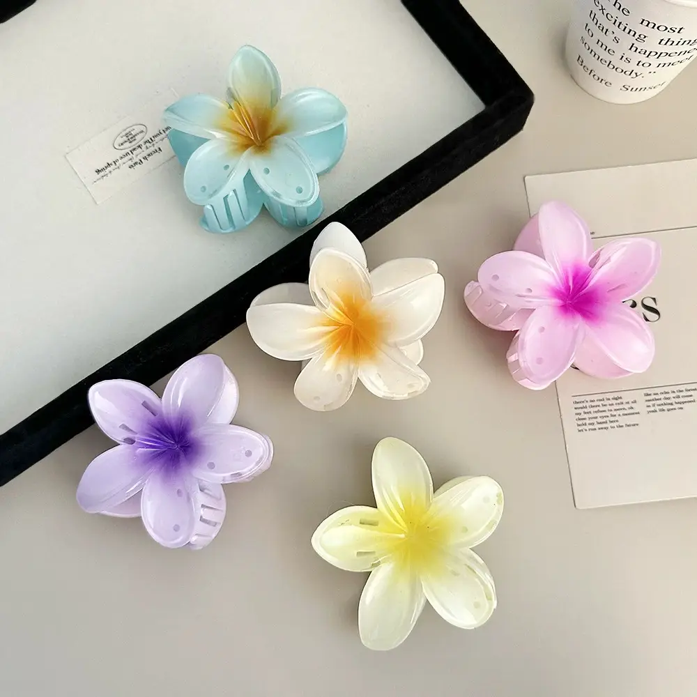 Plumeria Hair Clips for Women Ruffled Edges — feature 7
