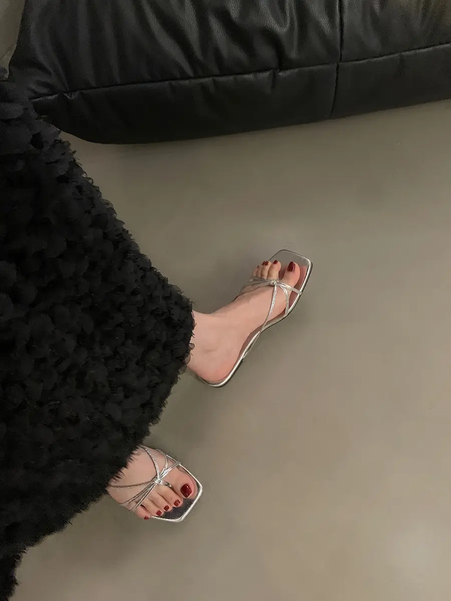 Fairy Elegant Silver Slip Flops Women's 2024 — feature 9