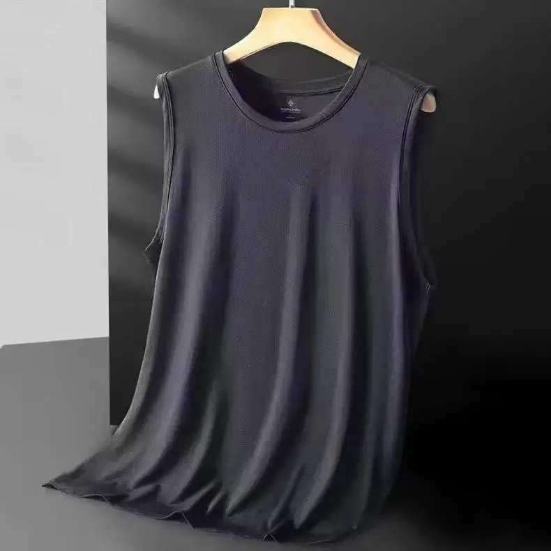 Men's Navy Ice Silk Sleeveless Vest — feature 13