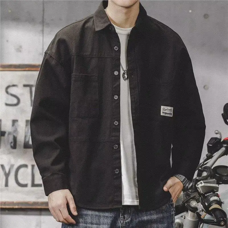 Men's Long-Sleeved Brown Workshirt with 2 Pocket