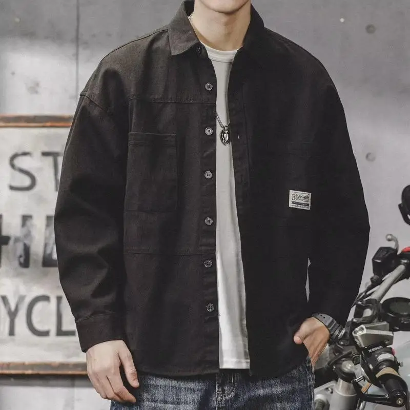 Men's Long-Sleeved Brown Workshirt with 2 Pocket