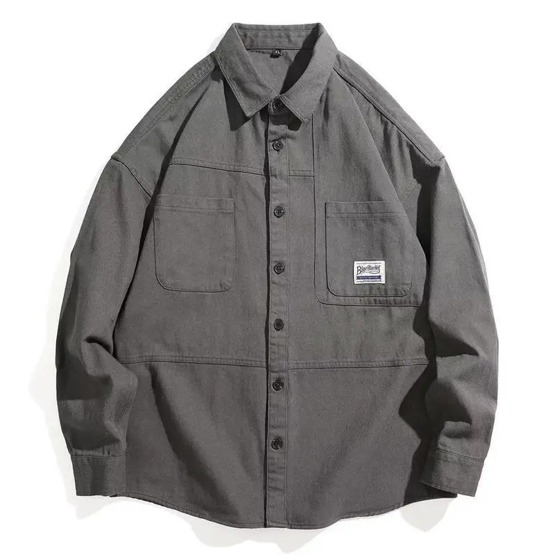 Men's Long-Sleeved Brown Workshirt with 2 Pocket
