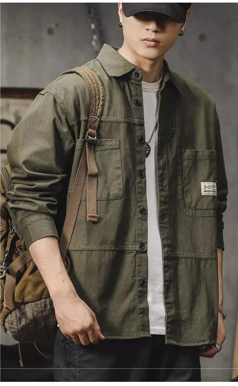 Men's Long-Sleeved Brown Workshirt with 2 Pocket — feature 12