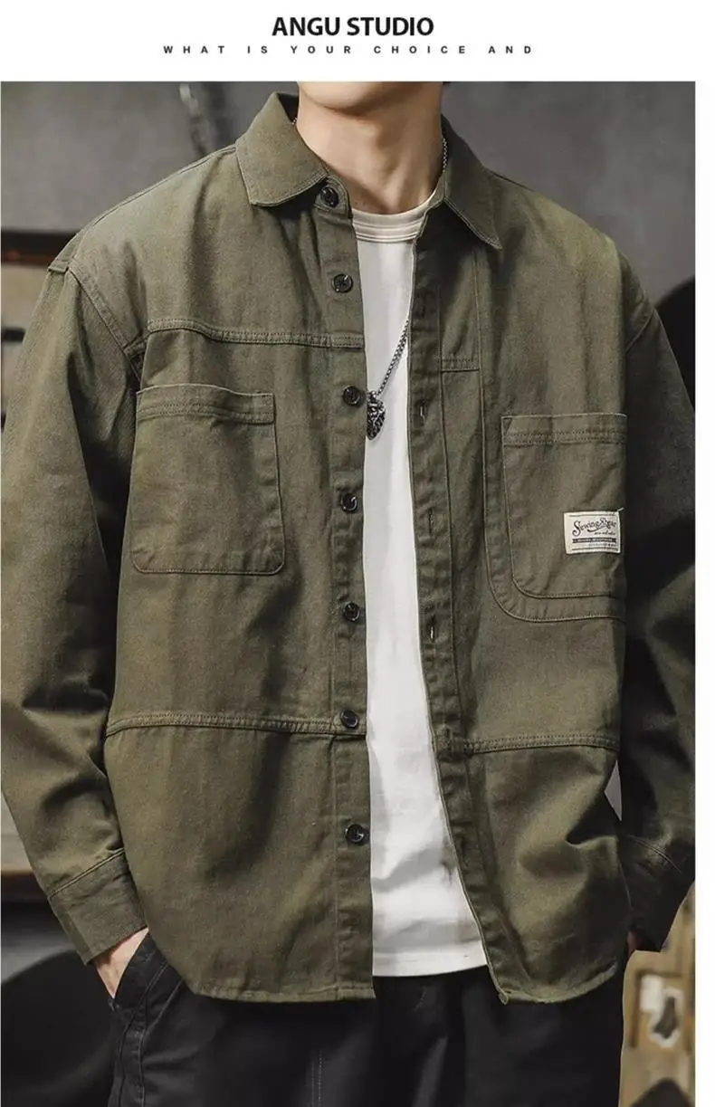 Men's Long-Sleeved Brown Workshirt with 2 Pocket — feature 13