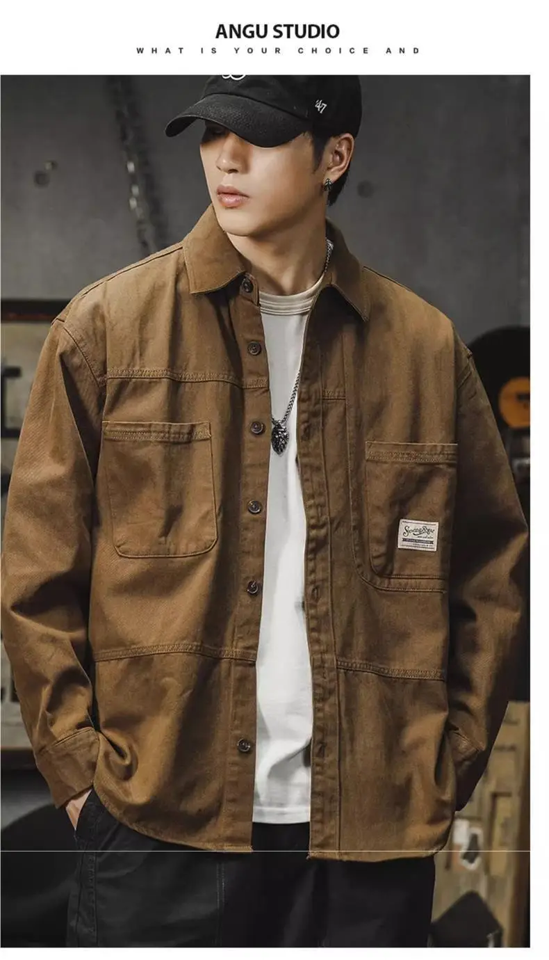 Men's Long-Sleeved Brown Workshirt with 2 Pocket — feature 6