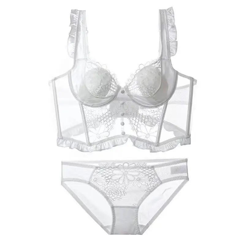 Black Lace French Waistcoat Bra Set for Women — feature 16