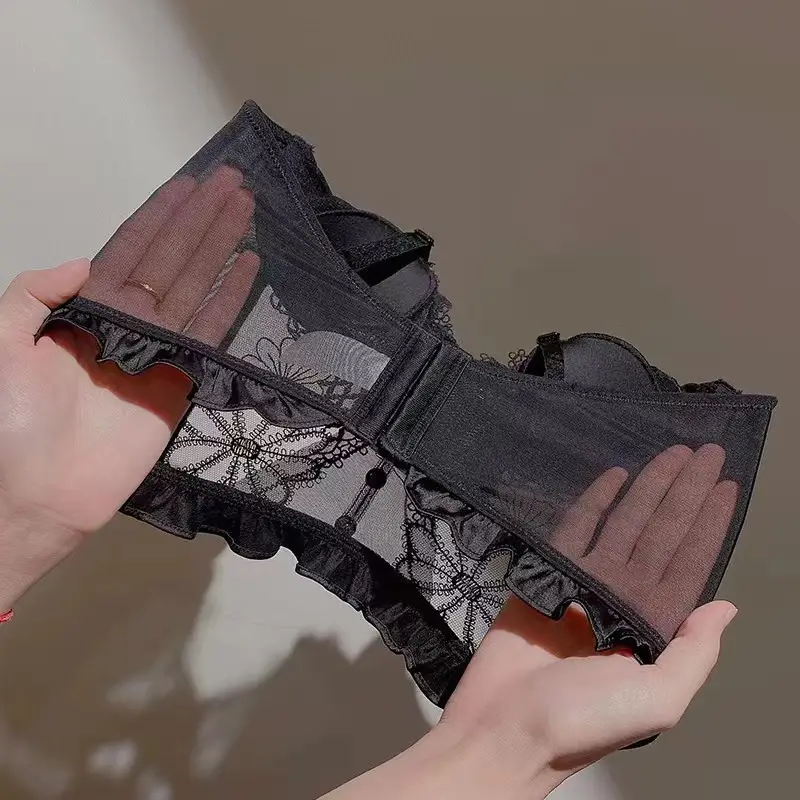 Black Lace French Waistcoat Bra Set for Women — feature 7