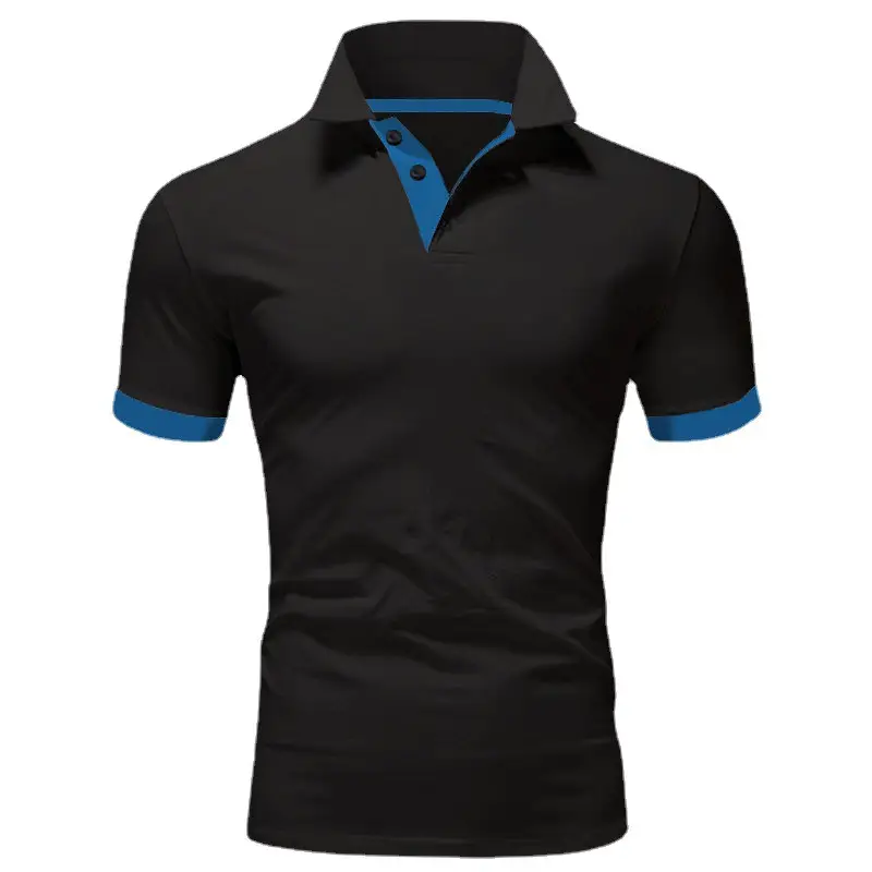 Men Navy Polo Shirt Short Sleeve Orange Trim