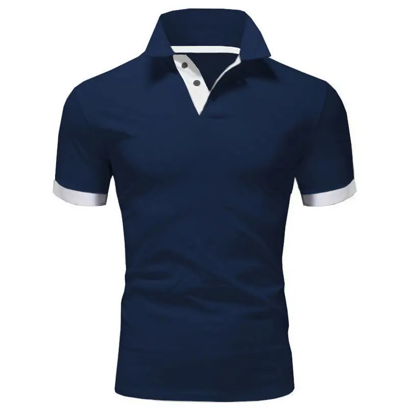 Men Navy Polo Shirt Short Sleeve Orange Trim