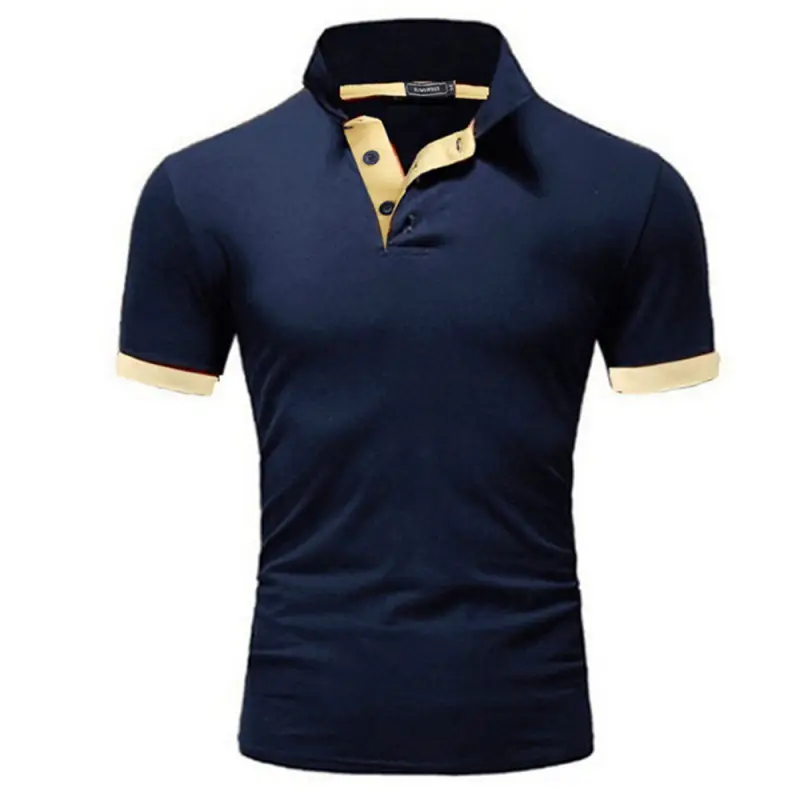 Men Navy Polo Shirt Short Sleeve Orange Trim