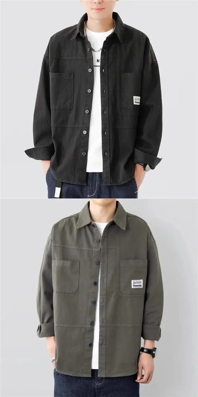 Japanese Style Men's Long Sleeve Cotton Linen Jacket Brown — feature 1